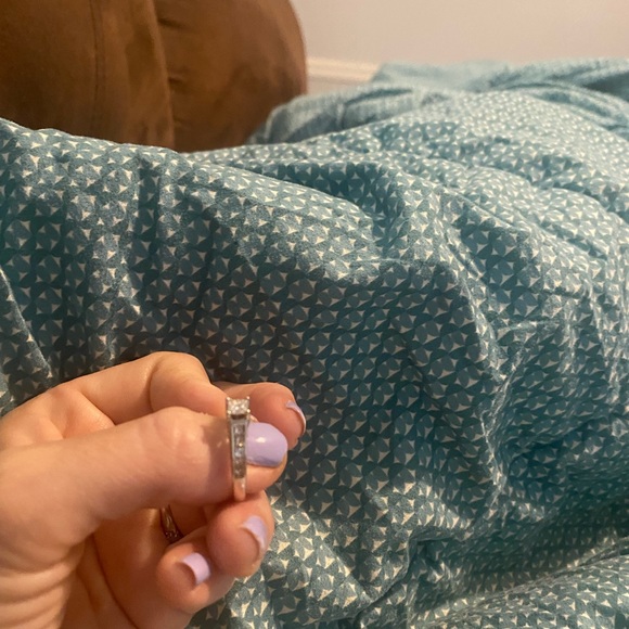 14k white gold diamond ring. Princess cut. Like new. Right at 1/2 carat. - Picture 4 of 6